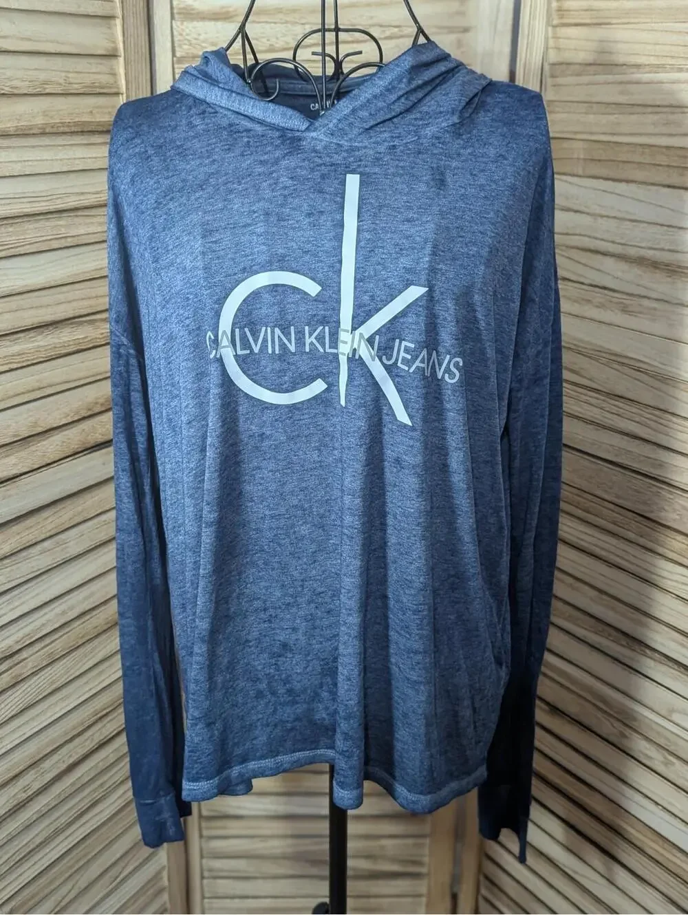 Calvin Klein Jeans Women's Logo Lightweight Relaxed Fit Hoodie Blue Medium - Picture 1 of 4